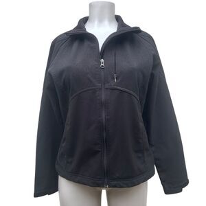 Kirkland Signature Jacket Women's Medium Black Tonal Floral Swirl Full Zip